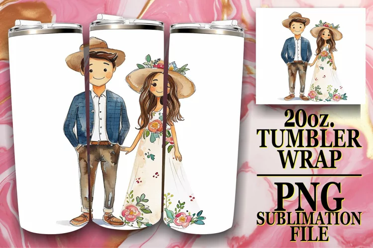Radiant Watercolor Wedding Elegance: Tumbler Sublimation