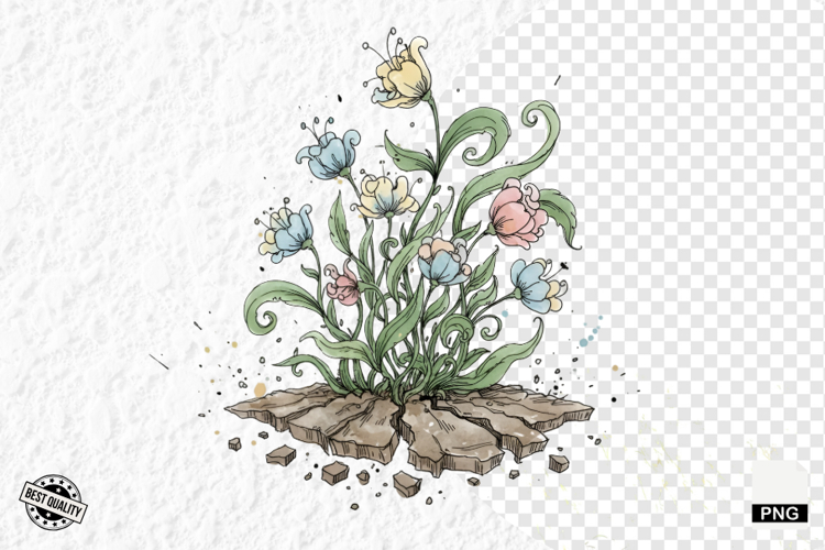 Whimsical Summer Wildflowers Clipart