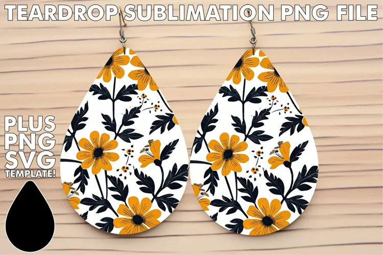 Floral Beauty on Teardrop Earrings - Sublimation