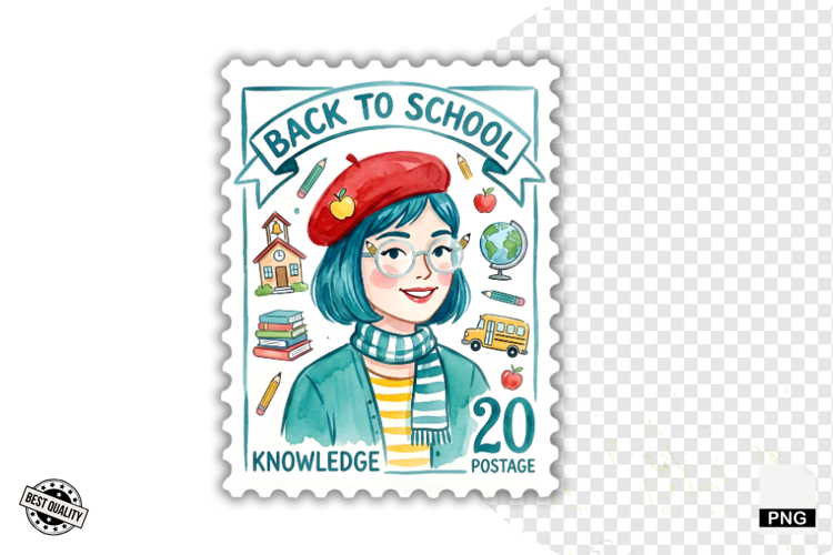 School Postage Stamps Clipart