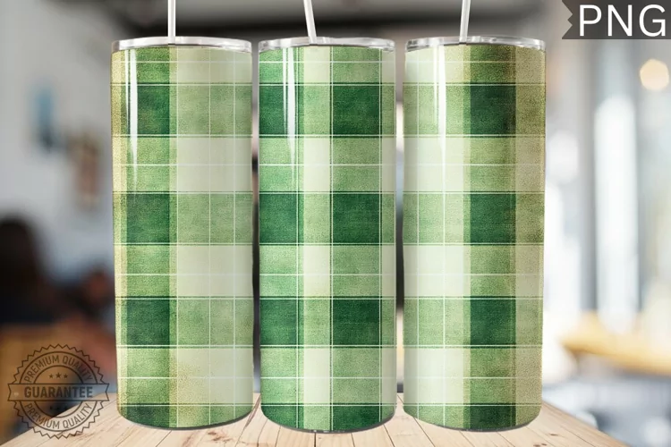 Green Plaid Tumbler Wrap - High Quality 300 Dpi