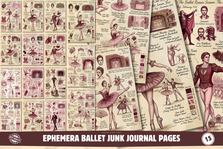 Ephemera Ballet Junk Journal Pages