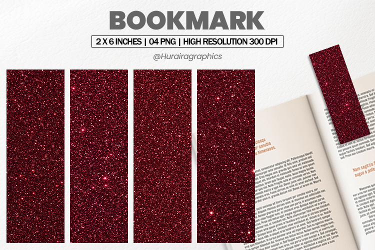 Maroon Glitter Bookmark PNG, Bookmark Sublimation