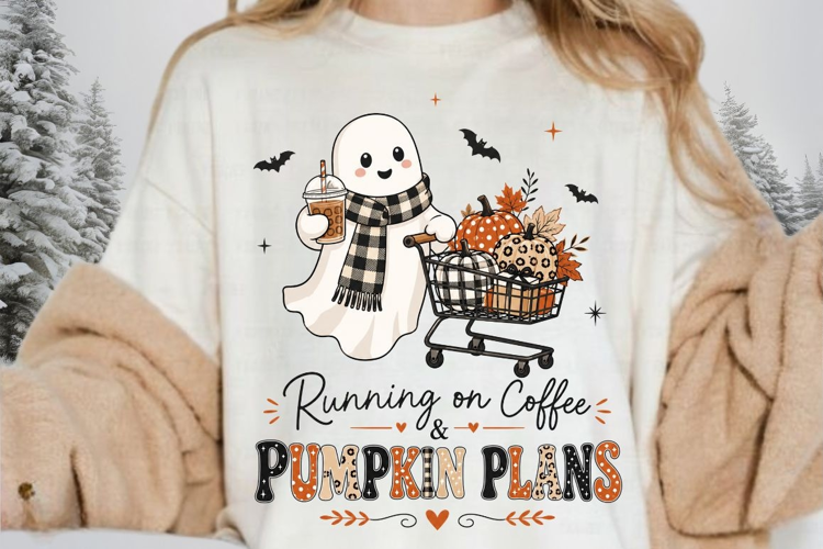Running On Coffee And Pumpkin Plans PNG Sublimation Design