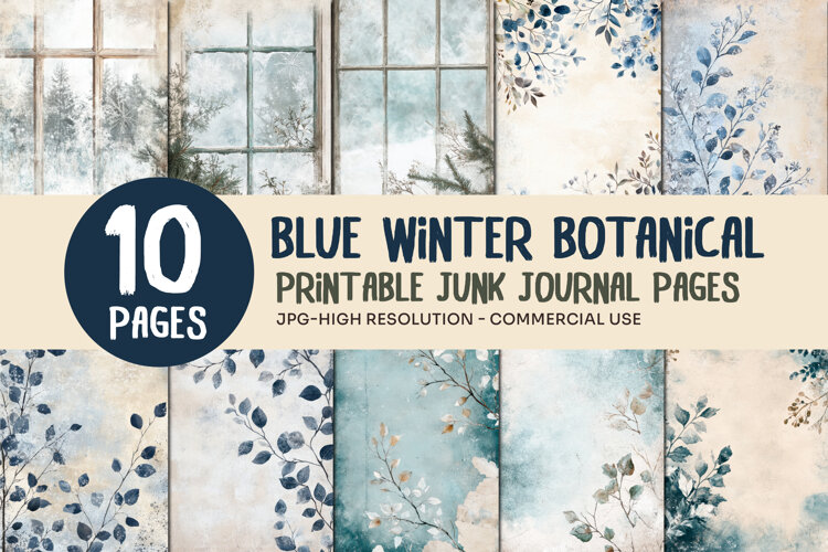 Blue Winter Botanical Journal Pages example image 1