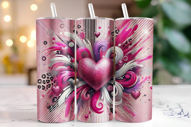 Heart Valentines Day Tumbler Wrap Sublimation