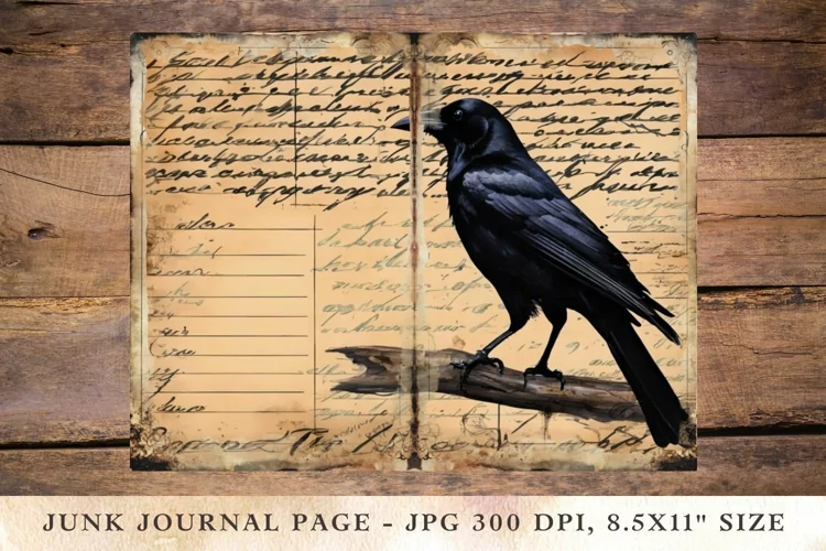 Printable Junk Journal Pages halloween crow 5
