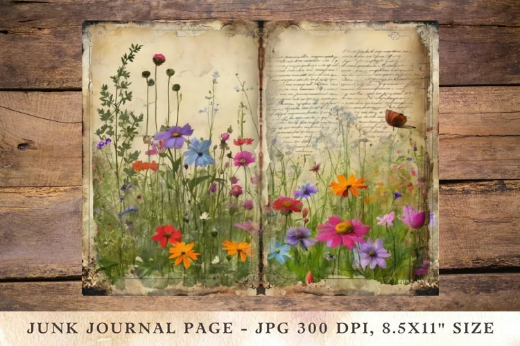Printable Junk Journal Pages wildflower 28