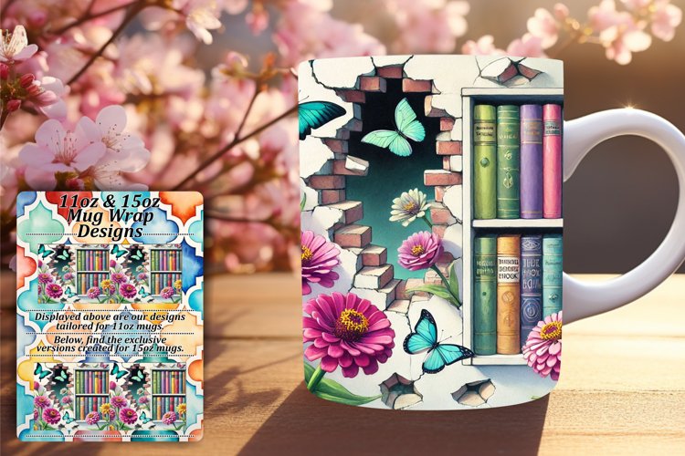 Stylish 11oz Mug Wrap Png Design , Books
