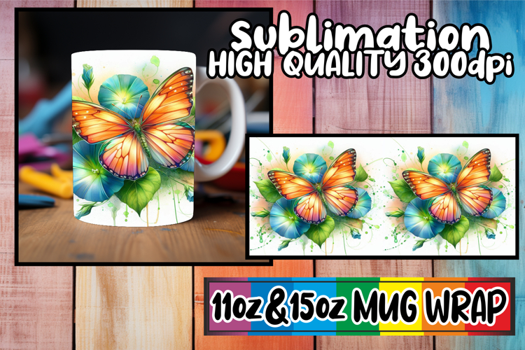 Enchanting evenings 11oz 15oz mug wrap, Butterfly