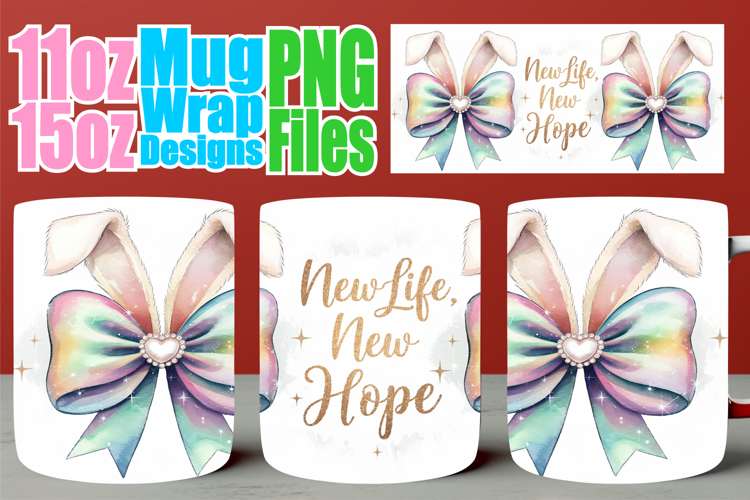 Joyful thoughts sublimation print wrap, Easter Bow
