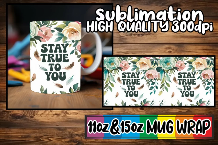 Pure joy 11oz 15oz sublimation wrap, Flower Quote