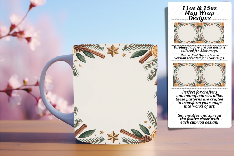 Stylish 11oz Mug Wrap Png Template , Christmas