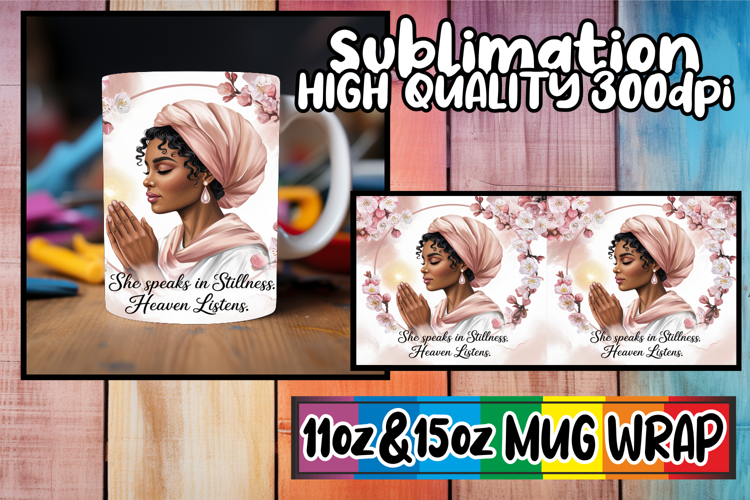 Cozy vibes sublimation print wrap, Praying Woman
