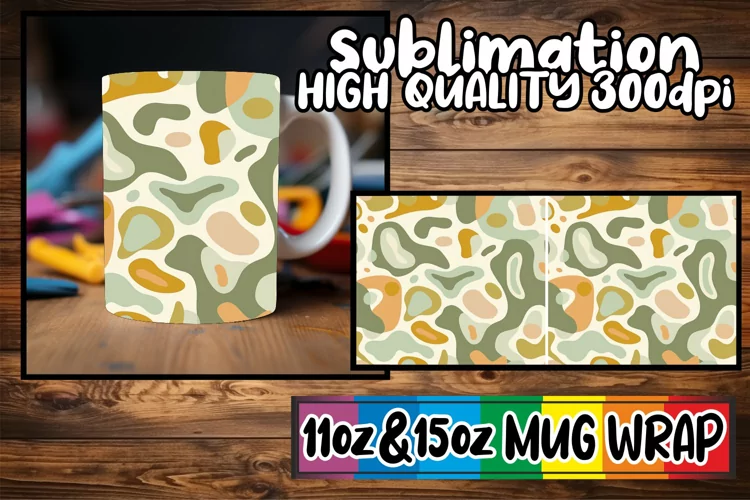Abstract Spring Leaves Mug Wrap Sublimation 11oz 15oz