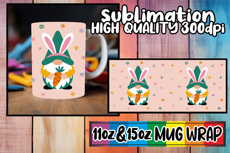 Cheerful mornings sublimation print wrap, Gnomes