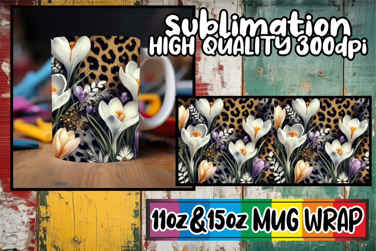 Vibrant afternoons 11oz 15oz sublimation wrap, Leopard Print