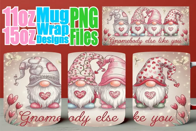 Luminous vibes sublimation mug wrap, Love Gnome