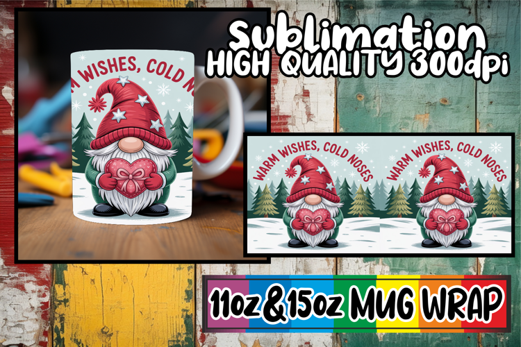 Radiant vibes 11oz 15oz sublimation wrap, Holiday Gnome