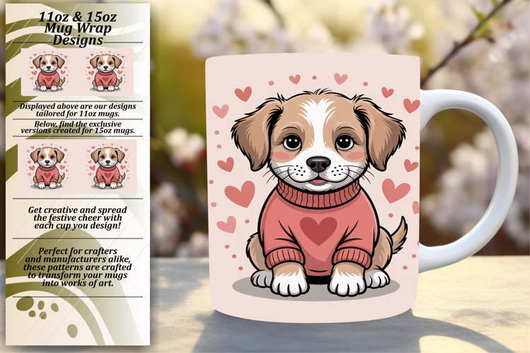 Artful 11oz Mug Wrap Png Template , Valenines Animals