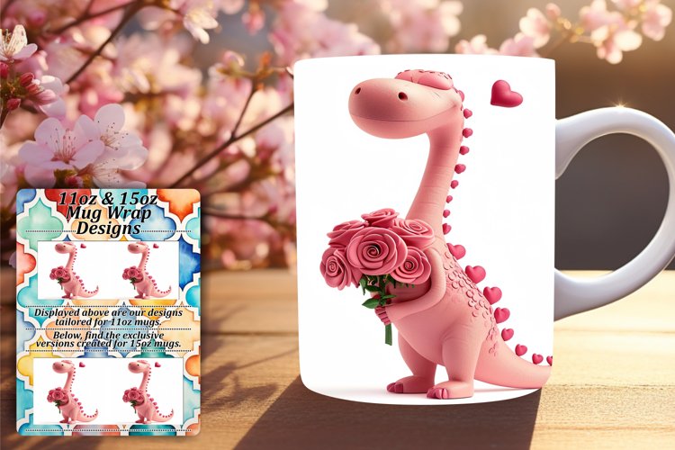 Love Dino Valentine Mug Wrap - Share Love Daily