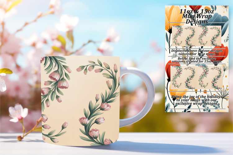 GLAMOROUS 15oz Mug Wrap PNG Design , Flowers