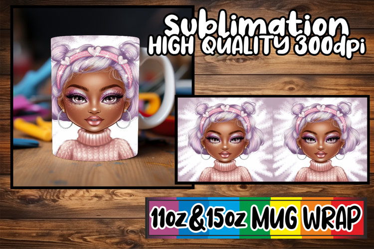 Blissful moments 11oz 15oz sublimation wrap, Afro Girl