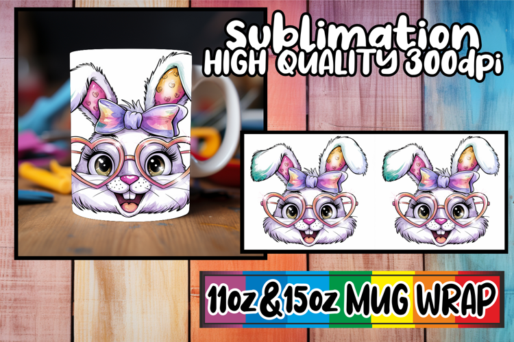 Unique adventures 11oz 15oz sublimation wrap, Easter Bunny