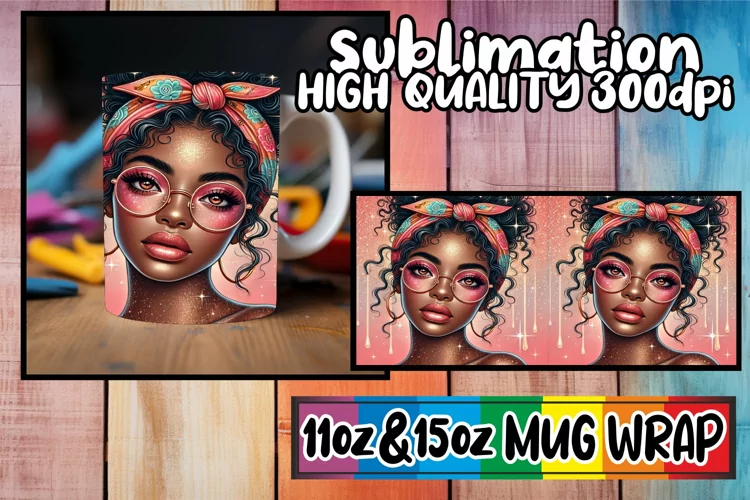 Cheerful smiles 11oz 15oz sublimation wrap, Afro Girl