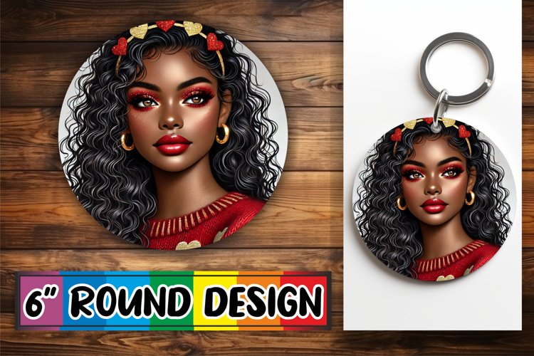 Joyful Circle Keychain Sublimation, Love Girl