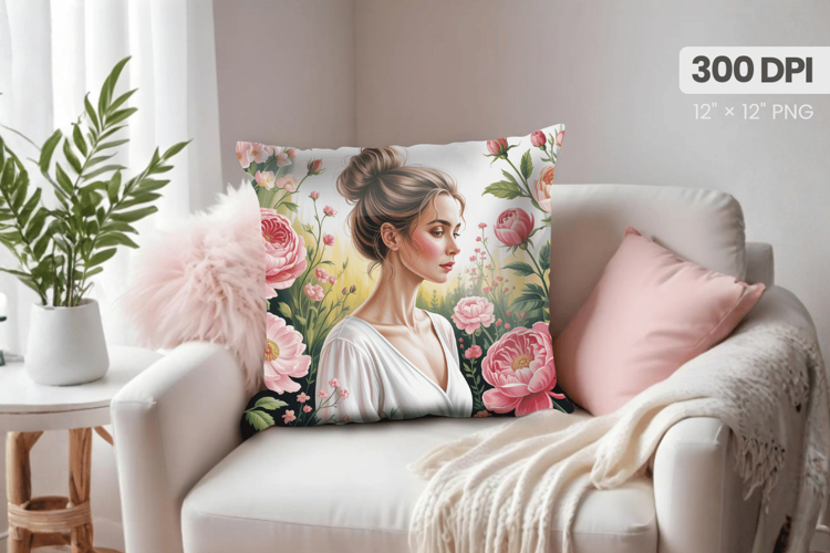 Afro Girl /Woman braided hair Pillow Design, Black Queen PNG