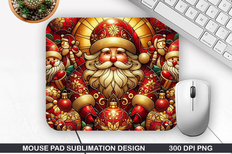 Santa Mouse Pad Sublimation, Christmas Mouse Pad PNG Design
