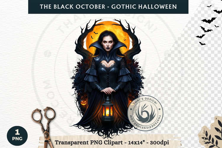 The Black October Gothic Halloween Clipart, Horror character
