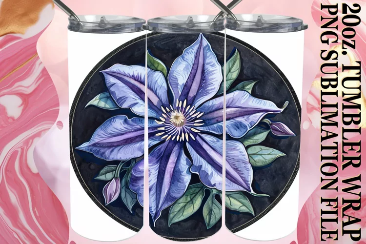 Denim Flower Tumbler Sublimation Spring 20oz