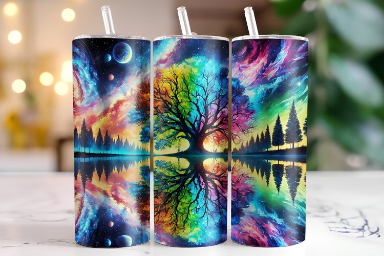 Colorful Tree Tumbler Wrap | Sublimation | Tumblers example image 1