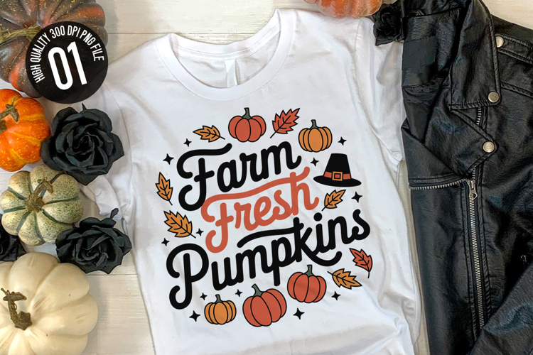 Farm Fresh Pumpkin - Autumn t-shirt Design example image 1
