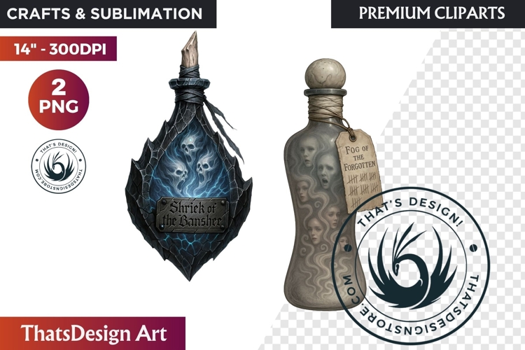 Halloween Hags Potions PNG Clipart spooky gothic bottle