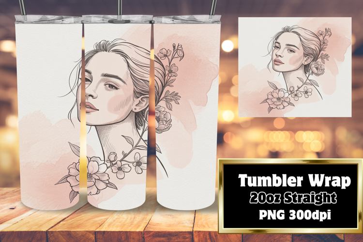 20oz Tumbler Template for Unique Gifts , Beauty Woman