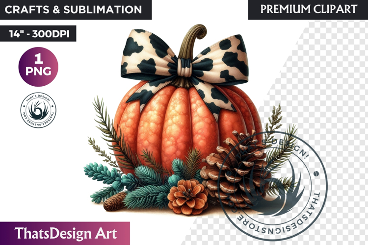 Western Pumpkin Autumn PNG,Cowgirl Coquette bow fall clipart