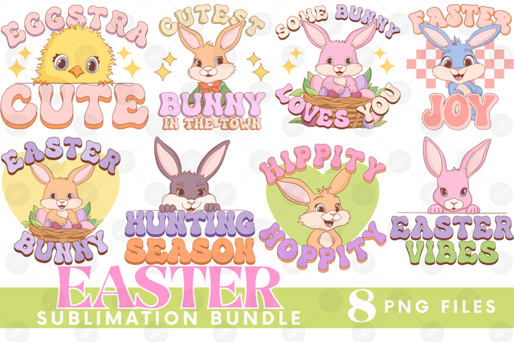 Easter Sublimation DTF Bundle Bunny Chick Farm Hip Hop Joy
