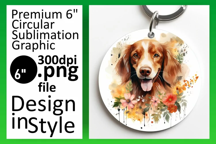Watercolor Pup Ornament with Flowers