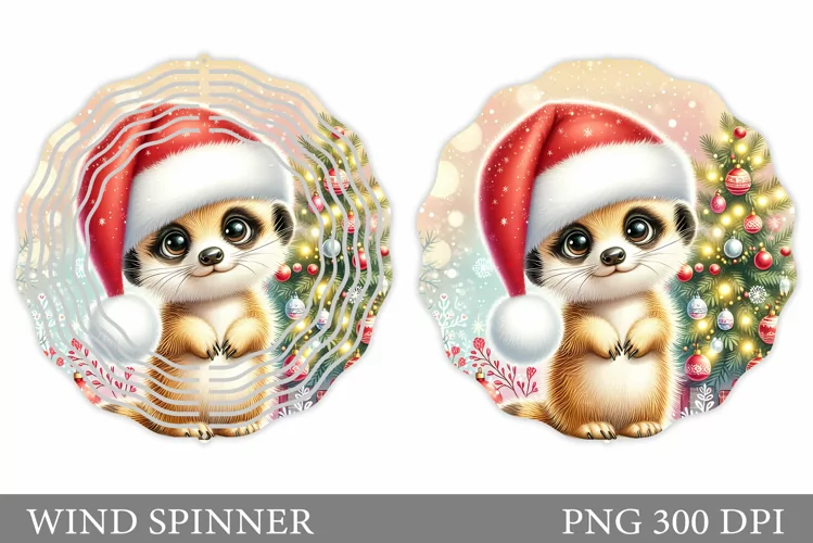 Christmas Meercat Wind Spinner. Christmas Wind Spinner