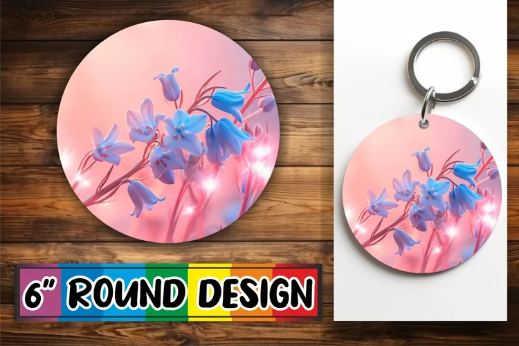 Blossom Burst Circle: Sublimated Spring Elegance Keychain