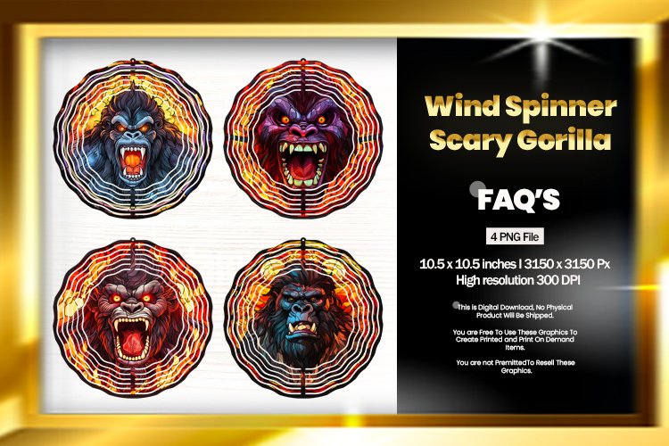 Scary Gorilla Wind Spinner Sublimation - 04 Variation example image 1