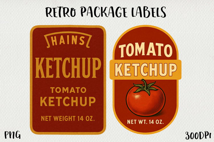 Vintage Food Label PNG Retro Pantry & Packaging Clipart.