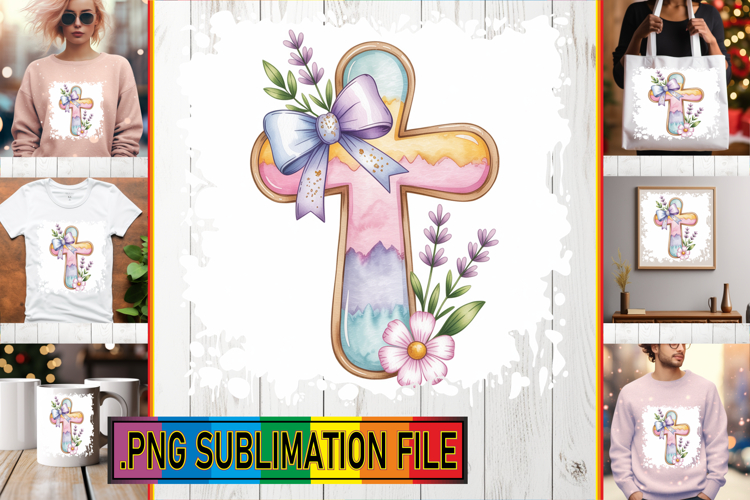 Charming TOTE BAG Designs PNG, Cross and Bow