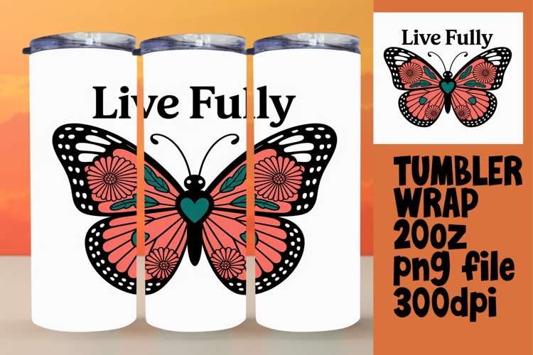 Creative Tumbler Wrap Template , Butterfly