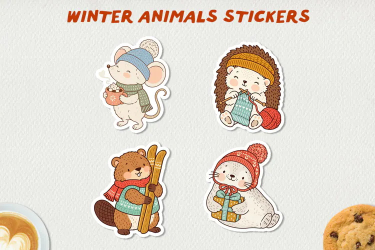 Cute Winter Animal Sticker PNG | Cozy Animal Clipart