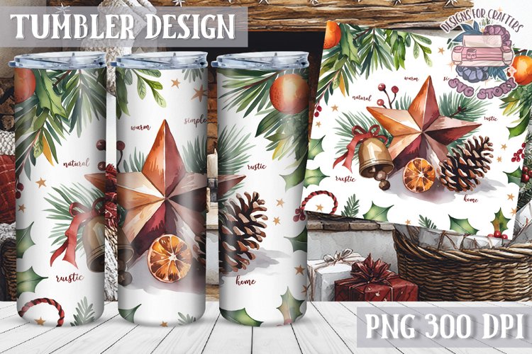 Sublimation Tumbler WRAP Christmas Design Quote Watercolor