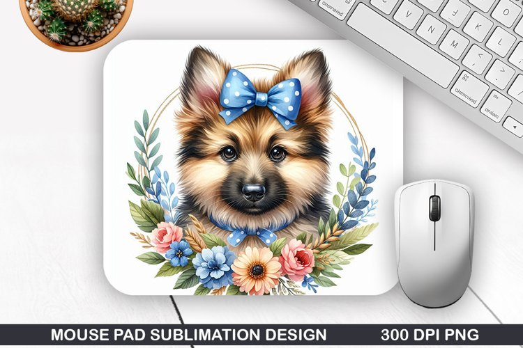 Dog Flower Mouse Pad Sublimation, Animals Mouse Pad PNG